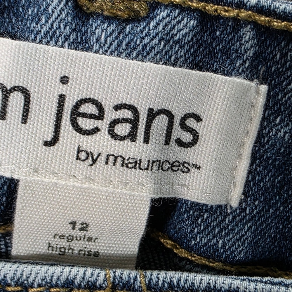 Maurices M Jeans High Rise Straight Leg Carpenter Pocket Blue Denim 12 Reg Women - Picture 5 of 11